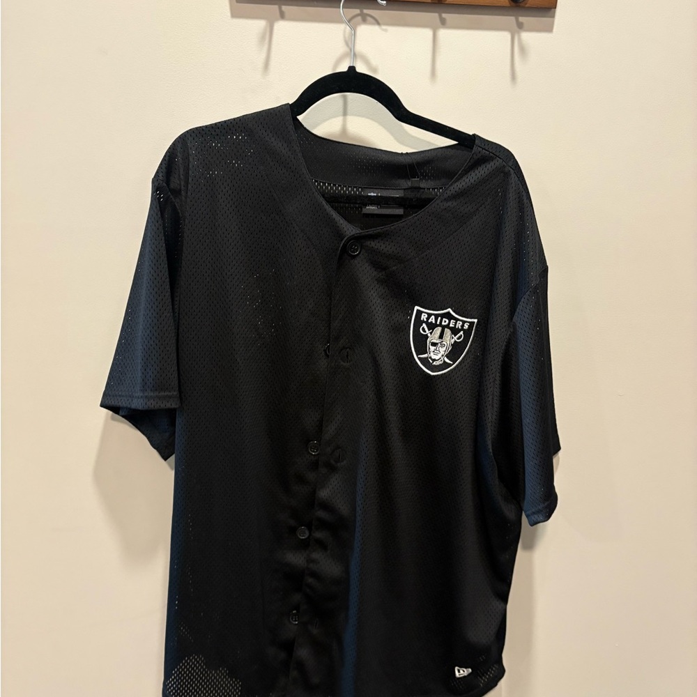 NFL Black Raiders Mesh Button-Up Jersey